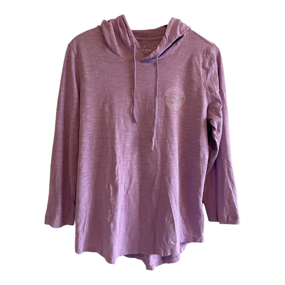 Vineyard Vines Hoodie Women's Size Medium Purple Slub‎ Curved Hem Lightweight